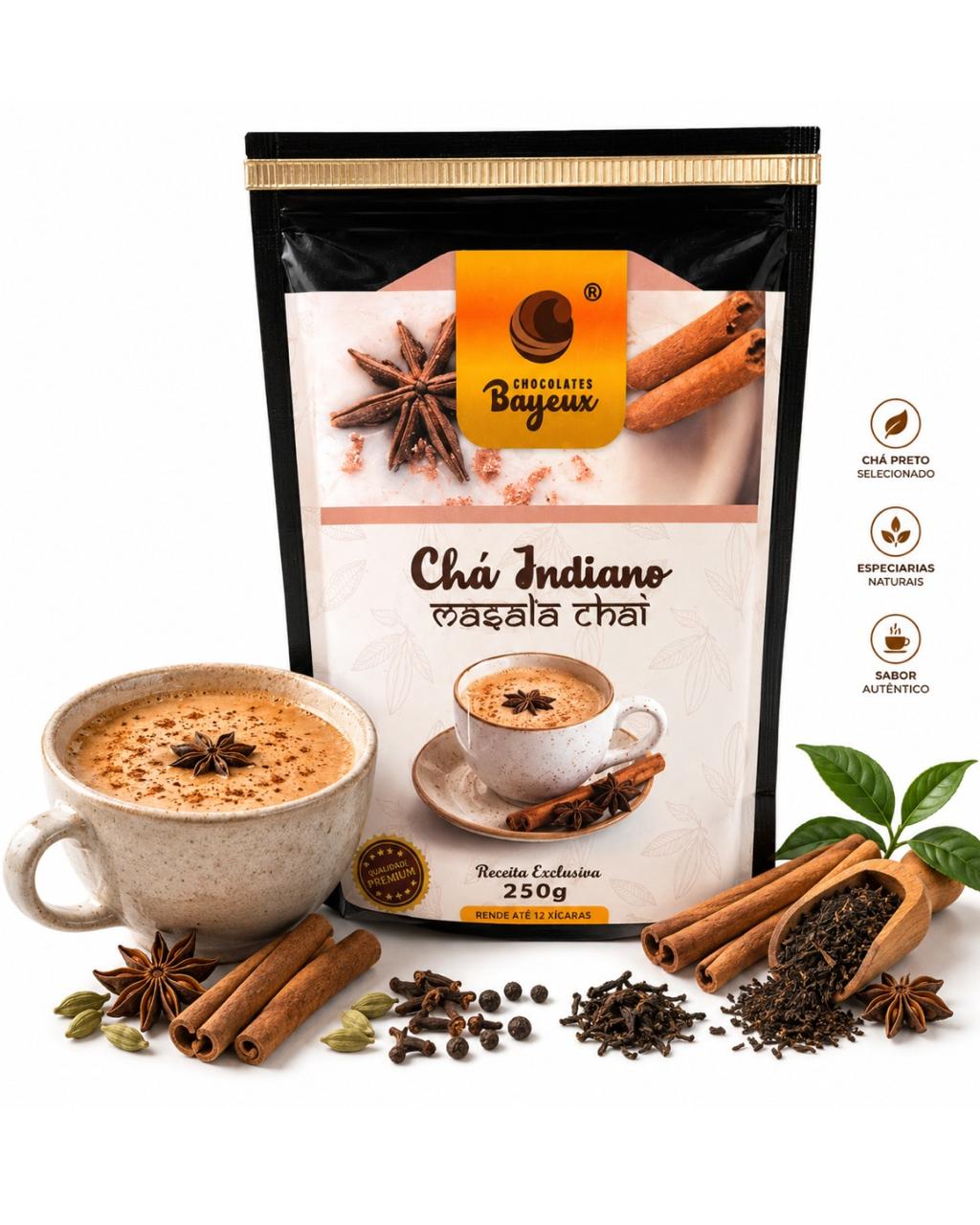 Chá Indiano Masala Chai Bayeux 250g com especiarias naturais