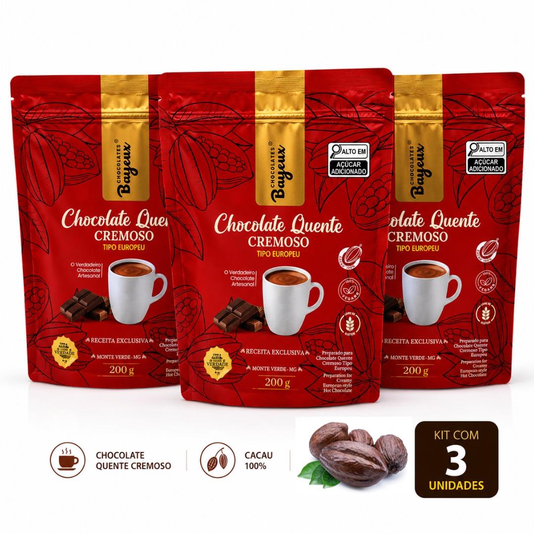 Kit com três unidades do Chocolate Quente Cremoso Tipo Europeu